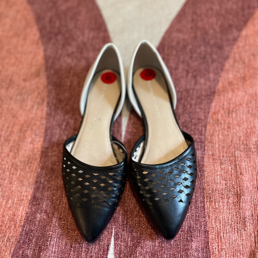 Franco Sarto Black Pointed D'Orsay Flats